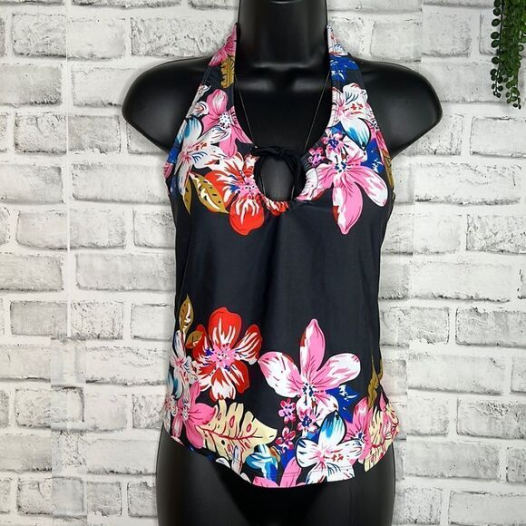 Floral Halter Top Tankini Beach Surf Size Medium - Picture 1 of 5